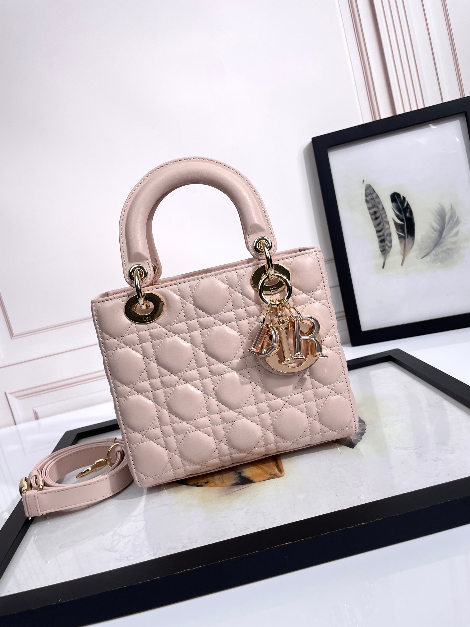 Small Lady Dior My ABCDior Bag Pale Pink Cannage Lambskin